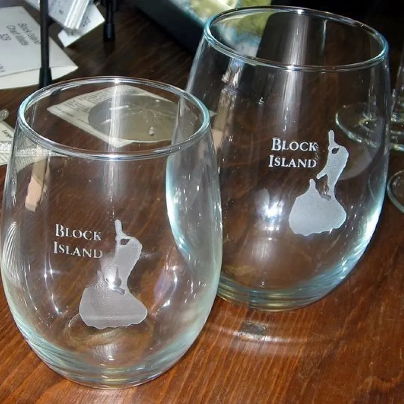 Block Island Etched Stemless Wine Glass - 21…