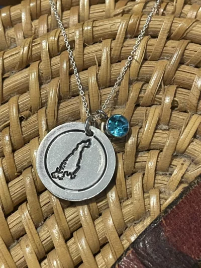 Aquidneck Island stamped necklace made in RI jewelry