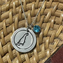 Aquidneck Island stamped necklace made in RI jewelry