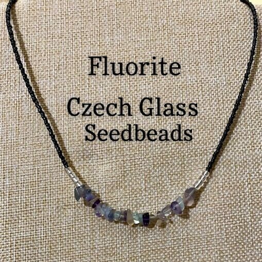 Flourite czech glass Necklace made by a woman owned RI business