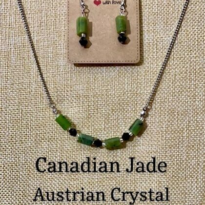 A made in RI Canadian Jade necklace with matching earrings